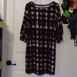 A Large Plaid Dress with Bell Sleeves